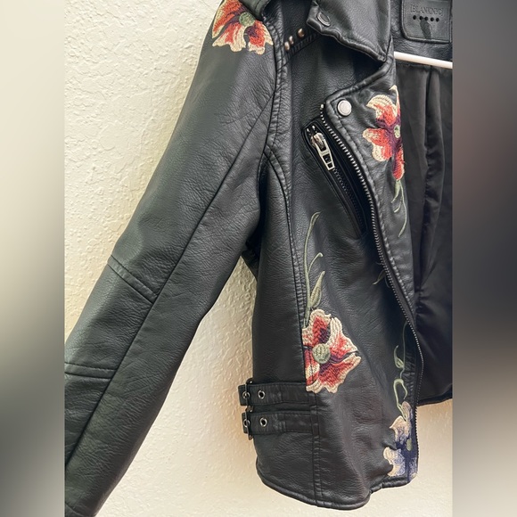 BLANK NYC Floral Black Genuine Leather Jacket - Picture 8 of 9